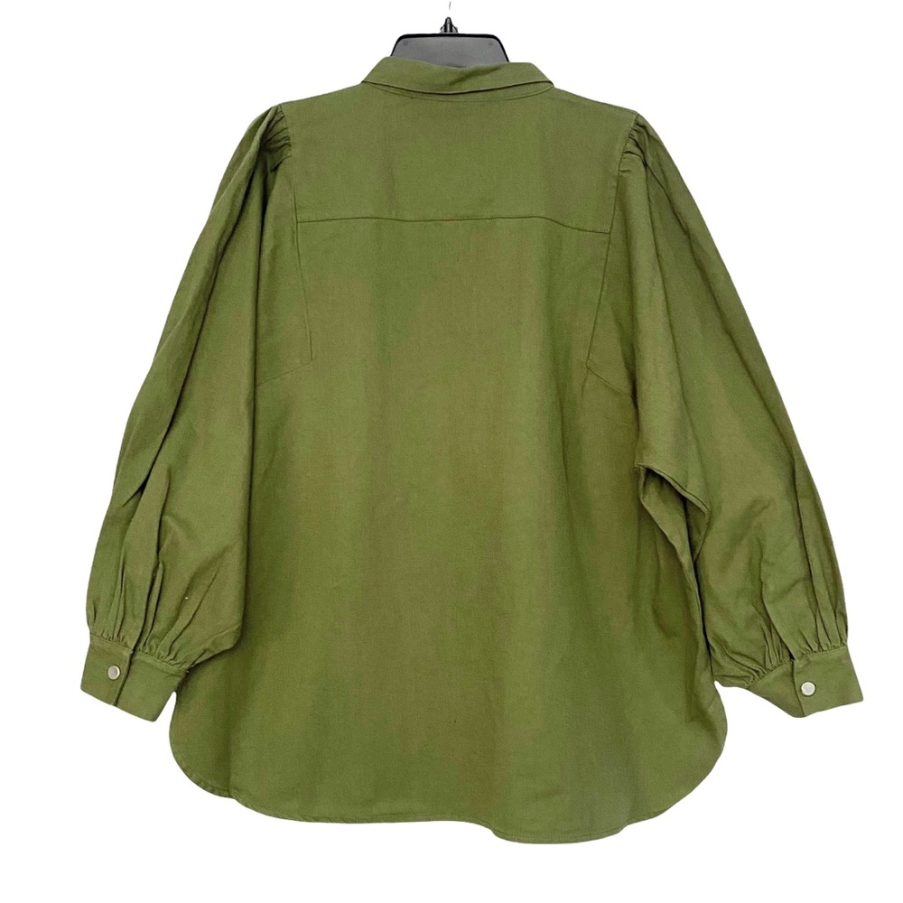 NEW Topshop Olive Green Oversized Relaxed Fit Button Up Canvas Shirt Shacket 10 - Picture 8 of 11